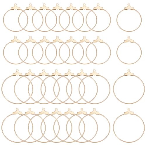 Beebeecraft 1 Box 40 Stück Perlen-Ohrringe Aus 18 Karat Vergoldetem Messing 2 Größen Flache Creolen-Ohrringe Runde Ohrringe Zubehör Für Die Schmuckherstellung DIY-Bastelset von Beebeecraft