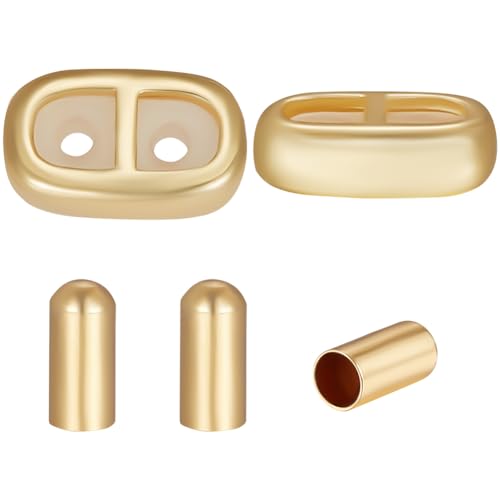 Beebeecraft 1 Box 5 Stück Silikon-Schieberperlen 18K Vergoldetes Messing Gummiperlen 1.4~1.8 mm Gummiloch Mit 2 Endkappen Für Die Herstellung von Schmuck Armbändern Und Halsketten von Beebeecraft