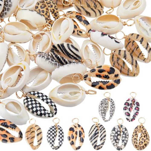 Beebeecraft 1 Box 50 Stück Echte 18K Vergoldete Natürliche Muschelanhänger Strandmuscheln Kauri Muschel Charms Für Der Sommer Die Schmuckherstellung DIY Handwerk von Beebeecraft