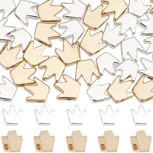 Beebeecraft 1 Box 50 Stück Kronenperlen 14 Karat Gold Und 925 Sterling Silber Plattierte Lose Messingperlen Mit 1.4mm Loch Für Die Herstellung von Armbändern Ohrringen Und Halsketten. von Beebeecraft