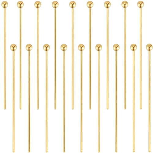 Beebeecraft 1 Box 50 Stück Schmucknadeln Aus 18K Vergoldetem Sterlingsilber 24 Gauge/0.5 mm Nadeln Schmucknadeln Für Die Schmuckherstellung von Beebeecraft
