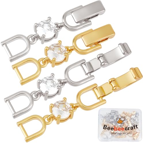 Beebeecraft 1 Box 6 Stück Halskettenverlängerung 18 Karat Vergoldetes Und Platiniertes Messing Zirkonia Umklappbare Armbandverlängerung Zur Schmuckherstellung von Beebeecraft