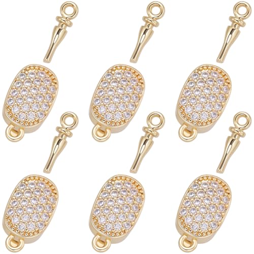 Beebeecraft 1 Box 6 Stück Kubik-Zirkonia Box Schnalle 18K Vergoldet Messing Oval Steckverbinder Schnalle mit Springring für DIY Schmuck Herstellung 18x7,5x6mm von Beebeecraft