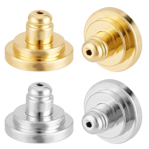 Beebeecraft 1 Box 8 Stück Ohrringverschlüsse 18K Vergoldet Und Platiniert Messing Ohrringstopper Ohrringverschlüsse Für Ohrringe DIY Schmuckzubehör von Beebeecraft