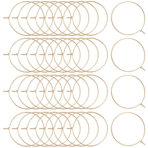 Beebeecraft 1 Box Mit 100 Stück 25 mm Weinglas Charm Ringen 18 Karat Vergoldet Offene Runde Perlen Ohrringe Zubehör Für Die Schmuckherstellung DIY Bastelset von Beebeecraft