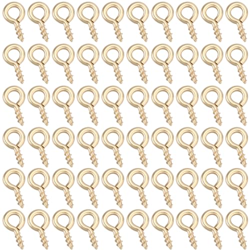 Beebeecraft 1 Box Mit 150 Ösenstift Aufhängern 14 Karat Vergoldetes Messing 8x4x1 mm Mini Ösenstift Aufhänger Für Halbgebohrte Perlen Schmuckherstellung DIY von Beebeecraft