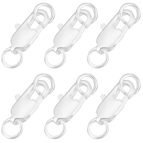 Beebeecraft 1 Box 20 Stück Karabinerverschlüssen 925 Sterling Silber Plattiertem Messing Schmuck Karabinerverschluss Mit Biegering Für Die Schmuckherstellung von Armbändern (12x6x2.5mm) von Beebeecraft