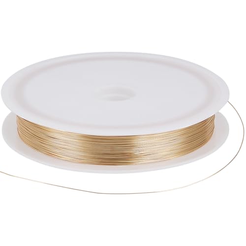 Beebeecraft 1 Rolle 80 m Umweltfreundlicher Kupferdraht 18 Karat Vergoldetes Messing Runder Kupferdraht Schmuckdraht Zur Schmuckherstellung (28 Gauge) von Beebeecraft