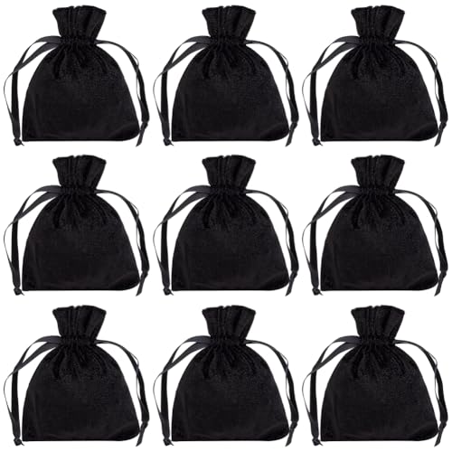 Beebeecraft 10 Stück Kordelzugbeutel Aus Samt Schmuckbeutel 9.5x11.5cm Rechteckig Geschenkbeutel Für Schmuck Uhren Weihnachten Hochzeitsgeschenke Partygeschenke (Schwarz) von Beebeecraft