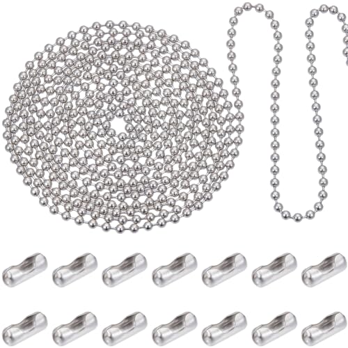 Beebeecraft 16.4 Fuß/5 m Perlenkugel Zugkettenverlängerung Rollo 304 Edelstahl Perlenkettenverlängerung 20 passenden Verbindern Für Vertikalen Ersatz von Fensterjalousien (4.5mm Silber) von Beebeecraft