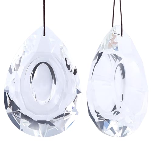 Beebeecraft 2 Stück 74.5mm Glasprisma Sonnenfänger Tropfen Zum Aufhängen Klare Prismen Ornamente Ersatz Regenbogen Maker Spaltringe Für Zuhause Zimmer Weihnachtsbaum Büro Garten Kronleuchter von Beebeecraft