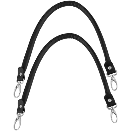 Beebeecraft 2 Stück Taschengriffe Aus PU Leder Schwarzer Ersatz Geldbörsengurt Platinfarbenen Legierungsverschlüssen Für Handtaschen Schulter Strohtaschen Zubehör von Beebeecraft