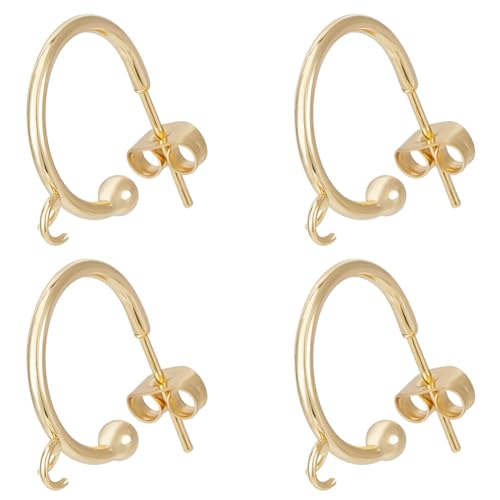 Beebeecraft 20 Stück 24 Karat vergoldete Edelstahl-Halbcreolen mit 20 Stück Ohrmuttern für DIY-Schmuckherstellung Beebeecraft 20 Stück 24 Karat vergoldete Edelstahl-Halbcreolen mit 20 Stück Ohrmuttern für DIY-Schmuckherstellung von Beebeecraft