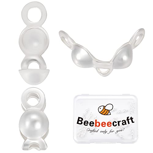 Beebeecraft 20 Stück 925 Perlenspitzen Aus Sterlingsilber Knotenabdeckungen Clamshell Crimpspitzen Perlen Umklappbare Perlenabdeckungen Enden Für Selbstgemachte Armbänder Halsketten (2 mm Tasse) von Beebeecraft