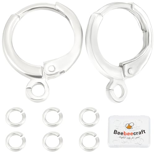 Beebeecraft 20 Stück 925 runde Ohrringhaken Aus Sterlingsilber Mit Klappbügel Und Offenen Biegeringen Mit Aufbewahrungsbox Zur Schmuckherstellung Beebeecraft 20 Stück 925 runde Ohrringhaken Aus Sterlingsilber Mit Klappbügel Und Offenen Biegeringen Mit Aufbewahrungsbox Zur Schmuckherstellung von Beebeecraft
