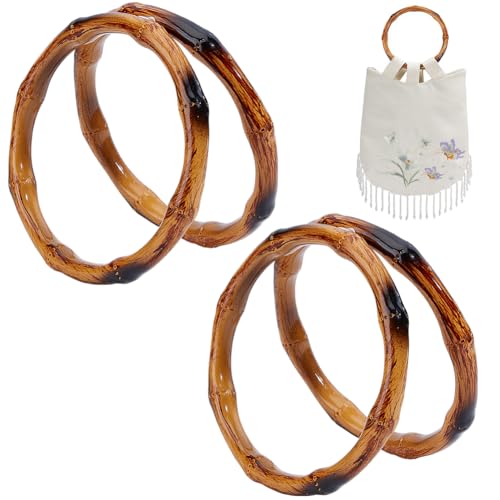 Beebeecraft 4 Stück Handtaschengriffe Aus Bambusimitat Für Damen 13cm Runder Holz Geldbörsengriffring Ersatz Für Handgefertigte Sommer Strandtaschen Strohtaschenherstellung von Beebeecraft