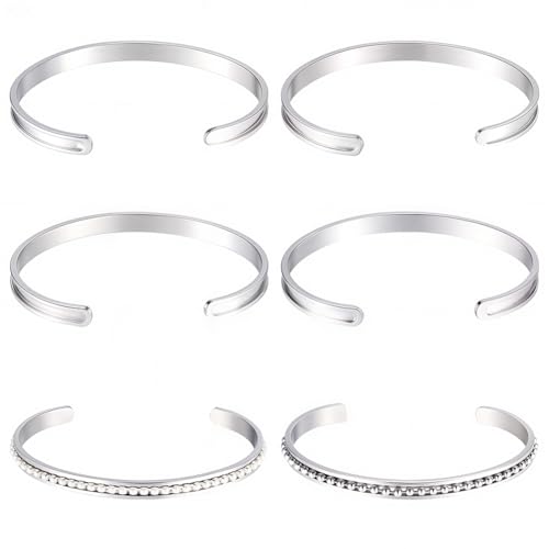 Beebeecraft 6 Stück Blanko Armreife Aus Edelstahl Silberfarben C Förmig Offene Armreif Rohlinge Gerillte Haargummi Armbänder Zur Schmuckherstellung Inlay Ton Strass Pavé Armreifherstellung 6mm Breit Beebeecraft 6 Stück Blanko Armreife Aus Edelstahl Silberfarben C Förmig Offene Armreif Rohlinge Gerillte Haargummi Armbänder Zur Schmuckherstellung Inlay Ton Strass Pavé Armreifherstellung 6mm Breit von Beebeecraft