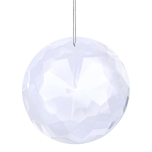 Beebeecraft 74mm Glasprisma Sonnenfänger Rund Zum Aufhängen Klares Prisma Ornamente Ersatz Regenbogenmacher Spaltringe Für Kronleuchter Weihnachtsbaum Heimbüro Hochzeitsdekoration von Beebeecraft