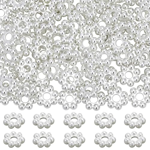 Beebeecraft 80 Stück 5mm Blumen Abstandsperlen Klein Sterling Silber Plattiert Edelstahl Rund Floral Granuliert Mit Aufbewahrungsbox Für Die Schmuckherstellung Armbänder Halsketten DIY Handwerk Beebeecraft 80 Stück 5mm Blumen Abstandsperlen Klein Sterling Silber Plattiert Edelstahl Rund Floral Granuliert Mit Aufbewahrungsbox Für Die Schmuckherstellung Armbänder Halsketten DIY Handwerk von Beebeecraft