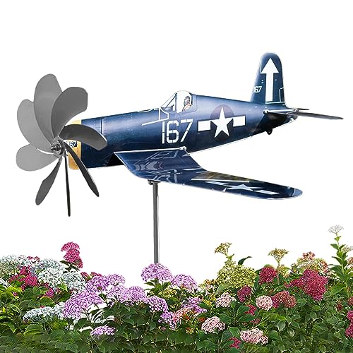 Beedozo Flugzeug Wetterfahne Flugzeug Windspiel Metall Gartendekoration Flugzeug Windmühle Garten Windmühle Flugzeug Wetterfahne Für Gärten Terrasse Rasen Außendekoration von Beedozo