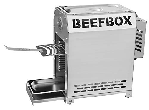 BEEFBOX PRO 2.0 | Elektro-Zündung | 850 Grad Oberhitze Grill | komplett Edelstahl | leicht zu reinigen | komplett demontierbar Silber von Beefbox