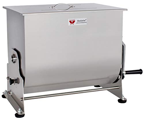 Beeketal 'BPM-50' Edelstahl Marinator Vermenger mit Kippfunktion und ca. 50 Liter Volumen, Butterfly-Mischpaddel, Sichtschlitz und stabiler Handkurbel mit Übersetzungsgetriebe für leichtere Handhabung von Beeketal
