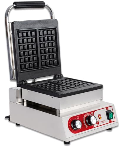 Beeketal 'BWA-11' Profi Gastro Waffeleisen mit antihaftbeschichteten Backplatten (2 x Rechtecke), Edelstahl Gehäuse, 50-250 °C, Timer: 0-5 Minuten, Waffelautomat für z.B. belgische Waffeln von Beeketal