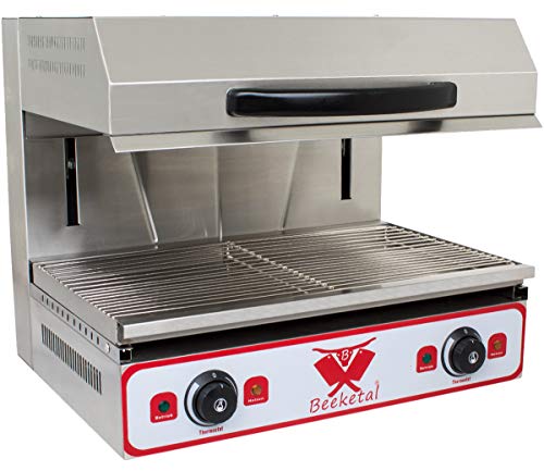 Beeketal 'BWB-3' Profi Lift Salamander Grill Überbackgerät aus Edelstahl mit Temperatureinstellung (30-290 °C), Heizelement höhenverstellbar bis max. ca. 210 mm, inkl. Gitterrost und Krümelfach von Beeketal