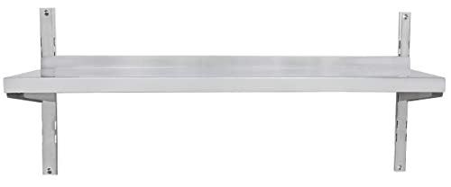 Beeketal 'BWR-1' Gastro Edelstahl Küchen Wandregal 1000 mm Länge x 320 mm Tiefe, 1 Ablagefläche mit 35 kg Tragkraft, rückseitige Aufkantung, 3-Fach höhenverstellbar, inkl. Wandmontagematerial von Beeketal