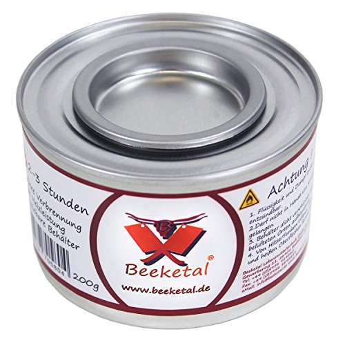 Beeketal Brennpaste - 12 x 200g Sicherheitsbrennpaste Dosen, ca. 2-3 Std. Brenndauer pro Dose, sauber und geruchlos, für z.B. Fondue oder Chafing Dish Speisewärmer - 12er Pack (12 x 200g Dosen) von Beeketal