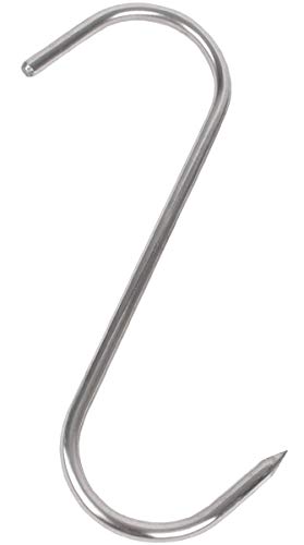 Beeketal 'FHB-6' Fleischerhaken aus Edelstahl mit ca. 6 mm Durchmesser, ca. 65 x 180 mm (B/H), stabiler S-Haken ideal als z.B. Metzgerhaken, Fleischhaken oder Räucherhaken von Beeketal