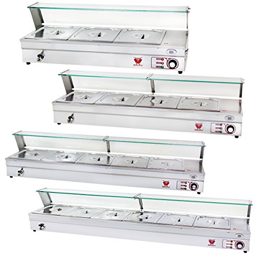 Beeketal 'HTB-4' Profi Gastro Bain Marie Speisewärmer mit Theke inkl. 4 x (GN) 1/2 Edelstahl Gastronorm Behälter mit Deckel, Warmhaltetheke Wasserbad Temperatur von 30-85 °C, inkl. Ablaufhahn von Beeketal