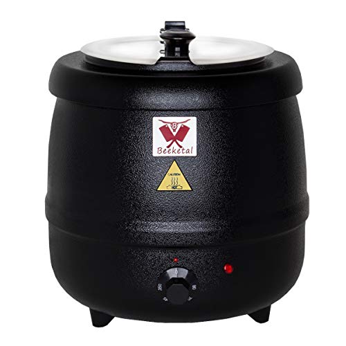 Beeketal 'SB600' Suppentopf 9 Liter mit herausnehmbarem Edelstahl Einsatz und kappbarem Deckel mit Löffelaussparung, elektrischer Profi Gastro Suppenwärmer (400W), stufenlos regelbar bis ca. 80° C von Beeketal