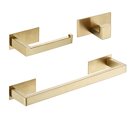 3-teiliges Badezimmerzubehör-Set, gebürstetes Gold, inklusive Handtuchstange, Toilettenpapierhalter und Bademantelhaken, BA156SET-3BG2, Beelee von Beelee
