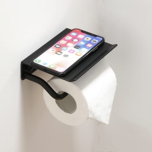 Beelee BA5853B Toilettenpapierhalter mit Telefonablage, zur Wandmontage, Schwarz von Beelee