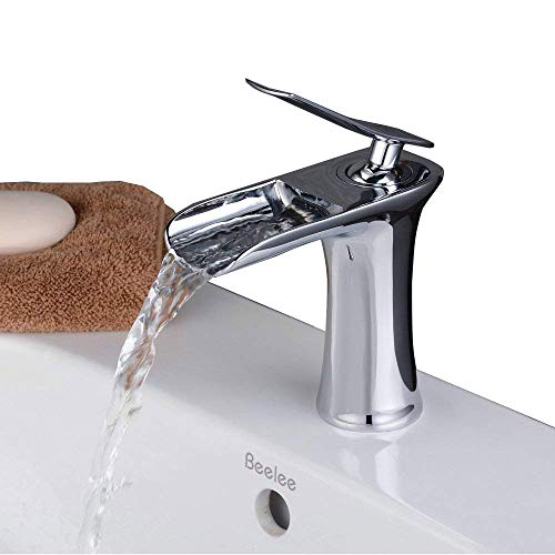 Beelee Elegant Chorm Wasserhahn Einhebel Wasserfall Armatur Mischbatterie Einhebelmischer Waschtischarmatur Badzimmer von Beelee