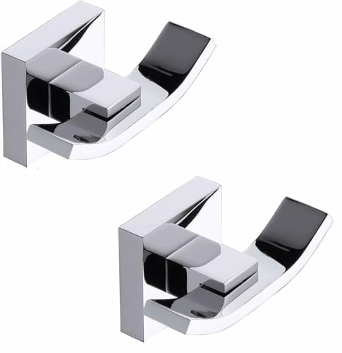 Beelee Handtuchhaken für Bad Kleiderhaken Doppel Robe Haken, poliert Chrom Finish, 2er Pack, BA9103C2 von Beelee