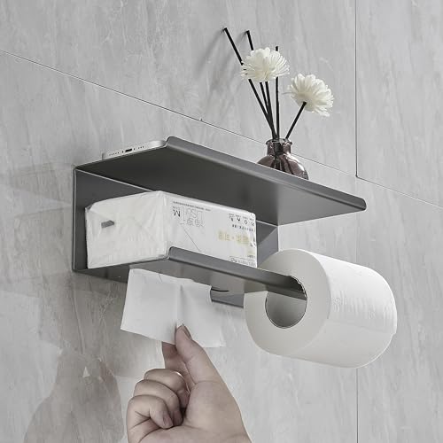 Toilettenpapierhalter: Toilettenpapierhalter aus Edelstahl mit Telefonhalter, doppelter Spender für Badezimmer, Gunmetal Grey von Beelee