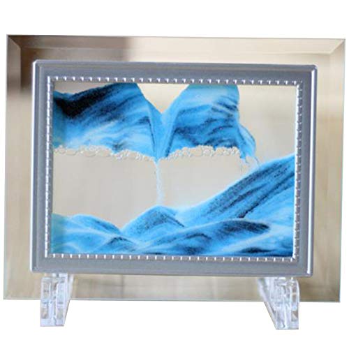 Beelooom Dynamische Sand Malerei, Glas Rahmen, Landschaft Malerei, Grafik, Tisch Dekoration, Haus Dekoration ZubehöR (Blau) von Beelooom
