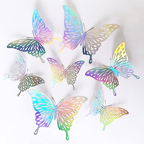 3D Schmetterlinge Deko,60 Stück Bunte Schmetterlingsaufkleber,Ausgeschnittenes Schmetterlingsaufkleber-Set,Abnehmbarer Schmetterlingsaufkleber,für die Wand, Zimmer, Hochzeit, Party Dekoration von Beeluune