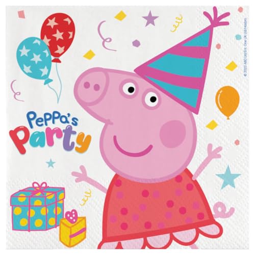 BeenSmile, PEPPA PIG 33 CM Servietten, Papierservietten, Partyzubehör, Partys, Feiern und Kindergeburtstage, 20 Stück 33 CM von BeenSmile