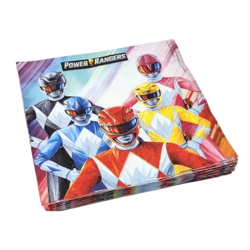 BeenSmile, POWER RANGERS 33 CM Servietten, Papierservietten, Partyzubehör, Partys, Feiern und Kindergeburtstage, 20 Stück 33 CM von BeenSmile