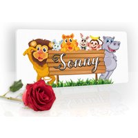 Tiere Natur Löwe Nilpferd Personalisierte Kinderzimmer Türschild Name Plaque von BeenanasUK
