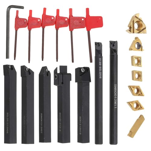 21 Stück Multifunktions-Drehmaschine Turning Tool Kit, Bar Reibahle für Drehwerkzeuge mit Hartmetall-Einsätzen (12 mm) von Beenle-Icey