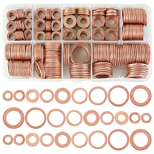 Beenle-Icey 400 Stück Kupferdichtringe Kupfer Flache Scheibe Unterlegscheiben Kupferringe Dichtring Sortiment Flache Dichtring Sortiment Kit mit Sortimentskasten für Schrauben Verbindungselemente Beenle-Icey 400 Stück Kupferdichtringe Kupfer Flache Scheibe Unterlegscheiben Kupferringe Dichtring Sortiment Flache Dichtring Sortiment Kit mit Sortimentskasten für Schrauben Verbindungselemente von Beenle-Icey