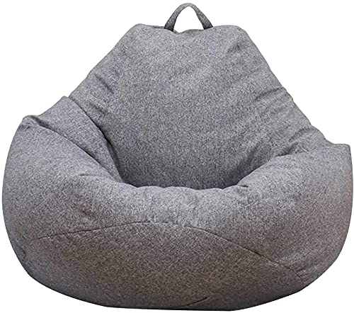 Sitzsack Bezug Ohne Füllung 80X90CM DIY Sitzsackbezug Lazy Bag Bezug Lazy Lounger Bean Bag Chair mit 3 Seitentaschen Gamer Kissen Sitzsack Sitzkissen für Zuhause Wohnzimmer(grau80x90cm) von Beenle-Icey