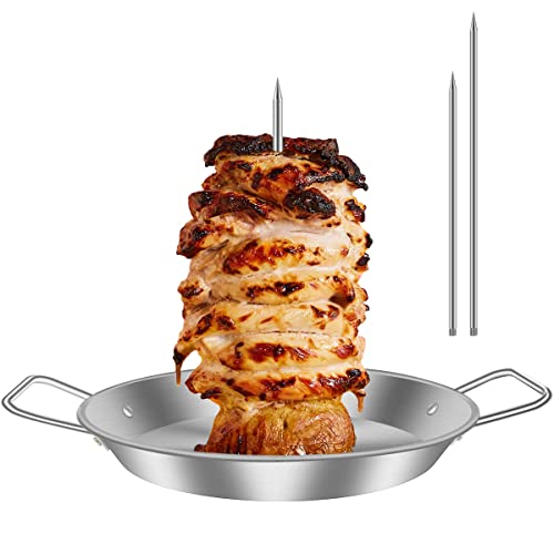 Beenle-Icey Vertikaler Fleischspieß,Vertikaler Spieß aus Edelstahl mit 3 Abnehmbaren Spießen Vertikaler Grillspieß mit Griff für BBQ Kebab (3 abnehmbaren spießen) von Beenle-Icey
