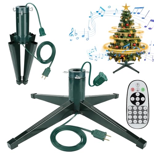 360 ° drehbarer Weihnachtsbaumständer – Weihnachtsbaum-Spinner mit Musik, stabiler künstlicher Baumständer, Basishalter für bis zu 2,4 m 45,4 kg große Weihnachtsbäume von Beeplove