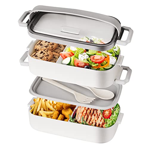 Bento Box Lunchbox für Erwachsene, stapelbare Bentobox mit 2 Fächern, inklusive Utensilien-Set, auslaufsicherer Behälter, Lunchbox sicher für Mikrowelle und Spülmaschine, BPA-freie Bento Box 1600ML Bento Box Lunchbox für Erwachsene, stapelbare Bentobox mit 2 Fächern, inklusive Utensilien-Set, auslaufsicherer Behälter, Lunchbox sicher für Mikrowelle und Spülmaschine, BPA-freie Bento Box 1600ML von Beeptrum