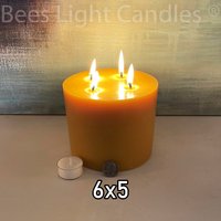 6 Zoll Breite 5 Hohe Bienenwachs-stulpenkerze/Extra Große Bienenwachssäulen Mittelstück Mit Vier Dochten Lang Anhaltende, Nicht Parfümierte von BeesLightCandles
